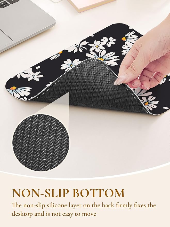 Elegant Bouquet of Flowers Mouse Pad, Waterproof Aesthetics Mouse Pads Design, Non-Slip Rubber Base Computer Simple Funny Mousepad,Small Mouse Mat Desk Accessories,Black White Floral
