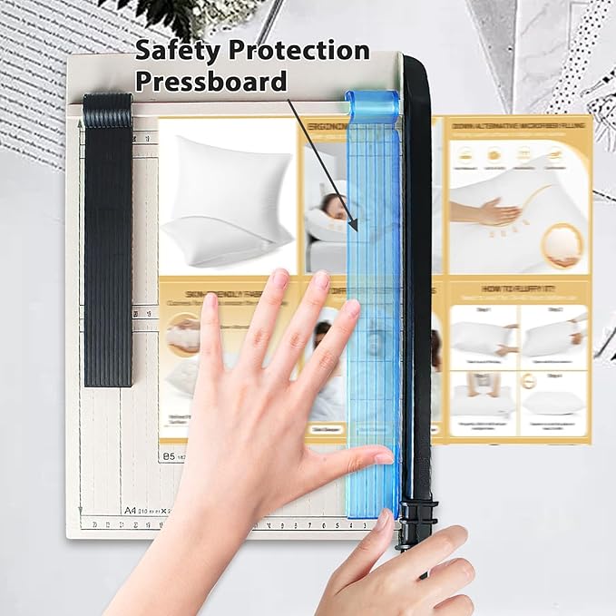 AstraLoom Professional Paper Cutter: All-Metal Body, Precisely Cuts 12 Sheets of A4 Paper at Once, Includes Safety Lock & Corner Rounder