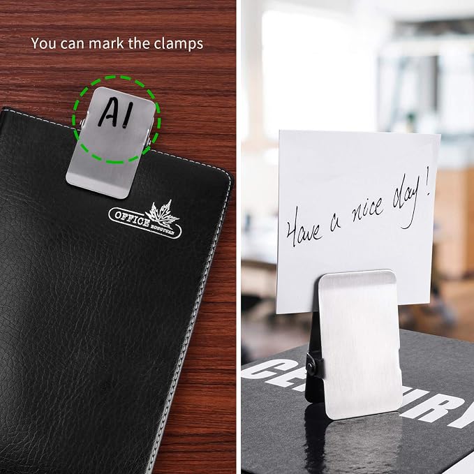 Large Chip Bag Clips with Anti-Slip Rubber,BURLIHOME All-Purpose Stainless Steel Heavy Duty Air Tight Seal Food Bags File Paper Photos Clamps for Home/Office/Kitchen Supply,10Pcs(Silver) | Firm Grip for Doc/Photo/Sheet,Smooth Edge,Upright Memo Holder,M...