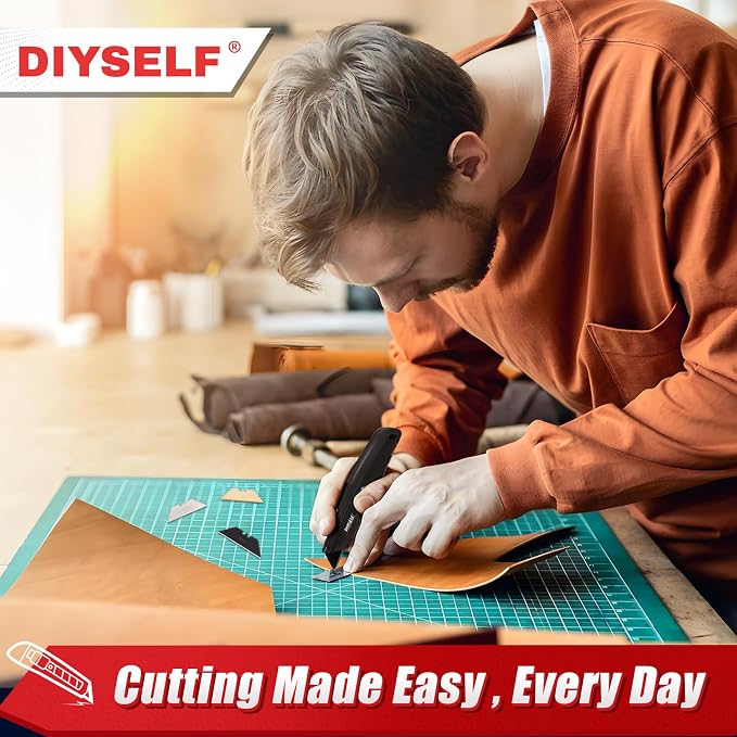DIYSELF 100 Pack Utility Knife Blade Refills, SK2 Razor Knife Blades, Black | Durable SK2 Steel Box Cutter Blades for Cartons and Leather, Razor Blades for Warehouses, Offices and Home Projects