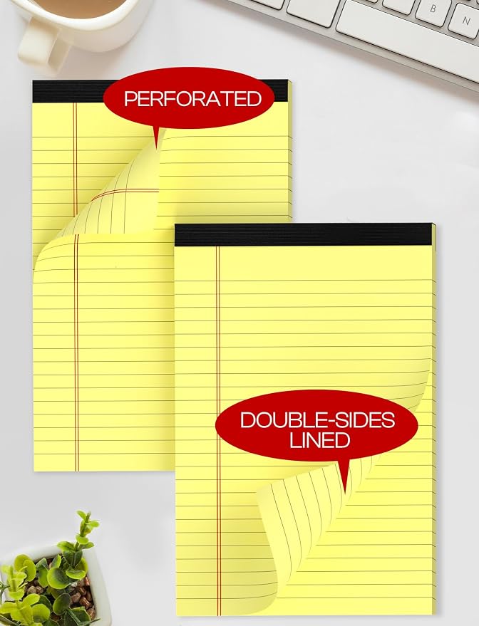 24 Pack Small Legal Pads 5x8 Yellow Note Pads 5x8 College Ruled Notepad | Yellow Writing Pads 5x8 Small Pads of Paper Lined Paper Pads of Paper Tablets 5x8" Lined Notepads With 30 Sheets Per Pad