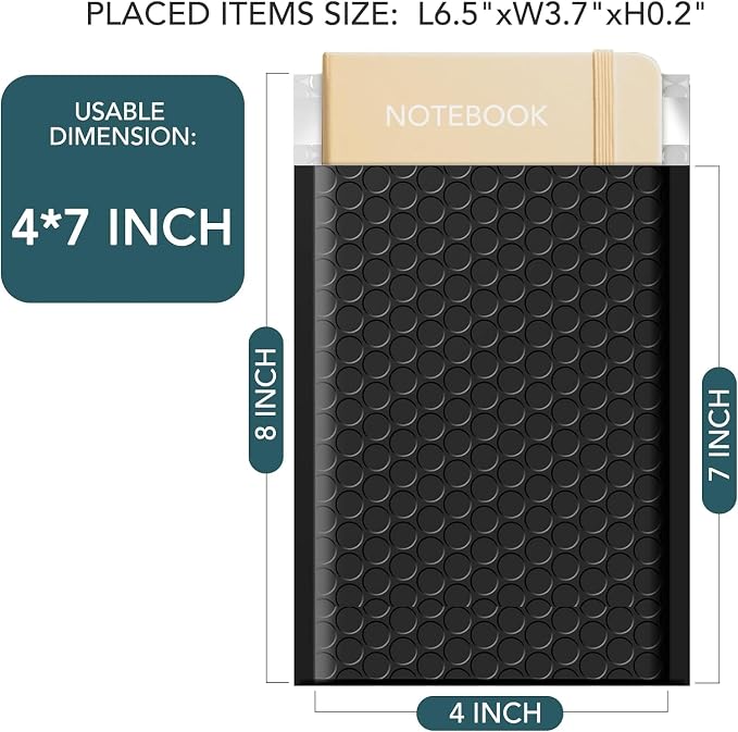 METRONIC 4x8" Bubble Mailers 19200 Pack Waterproof Black Padded Envelopes | Usable Size 4x7 Self Seal Mailing Envelopes Full Pallet of Padded Mailers for Small Business Mailing Jewelry Makeup Cards