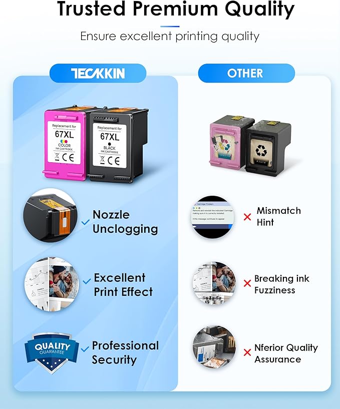 67XL Ink Cartridge Black/Color Combo Pack Replacement for HP Ink 67 67XL Printer Ink Works for HP DeskJet 2827e 4227e 2755e 2855e 2800 4155e 2755 2852e Envy 6055e 6000 6455e(2 Pack)
