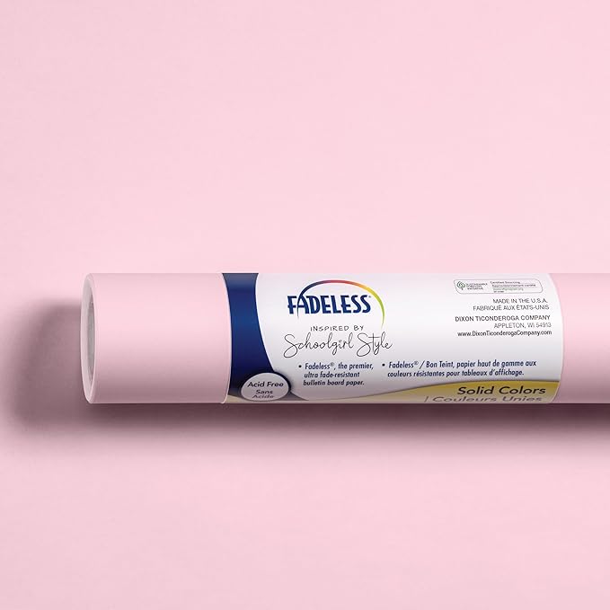 Fadeless Schoolgirl Style Bulletin Board Paper, Pretty in Pink 47.25" x 50', 1 Roll