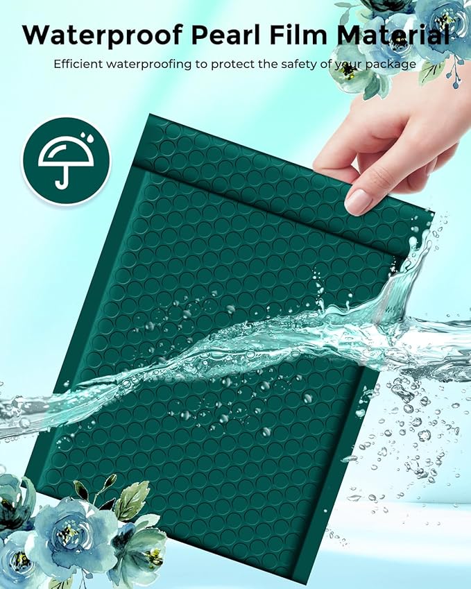 Metronic Bubble Mailers 6x10 Inch 100 Pack Forest Green Usable Size 6x9" Padded Envelopes Self-Sealing Bubble Mailer Perfect for Christmas Gift Packaging, Shipping, Mailing, Small Business Bulk