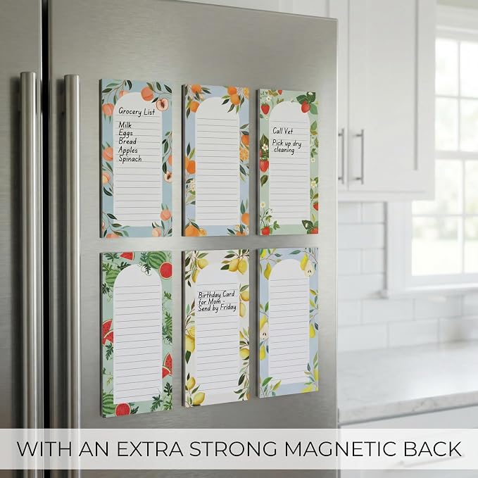 ZICOTO Beautiful Magnetic Notepads for Fridge - Set Of 6 To Do List Pads | Modern Note Pads with Lined Pages to Easily Write Notes and Make Grocery/shopping Lists - Strong Magnets for Refrigerator