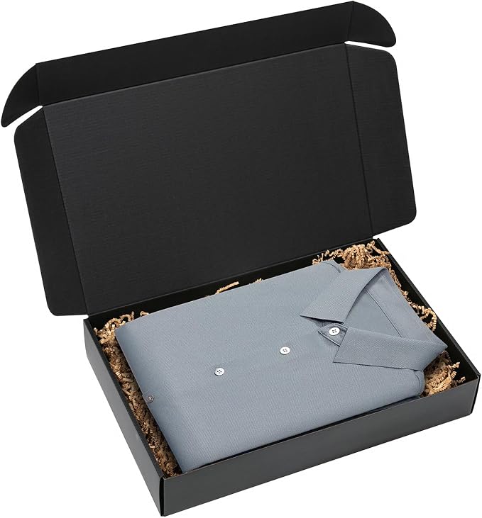 Timirog Shipping Boxes 17x11x3 Inches 18 Pack Black Corrugated Cardboard | Mailing Box for Small Business, Tab Locking Literature Mailer Packaging Supplies for Packing Clothes Shirt Robe Gifts