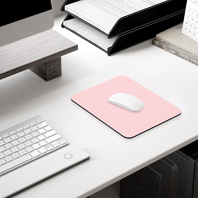 Hsurbtra Mouse Pad, Premium-Textured Square Mousepad 7 x 9 Inch, Thick 3 mm Anti-Slip Waterproof Rubber Pretty Cute Computer Mat for Office Gaming Laptop Women Kids Pink