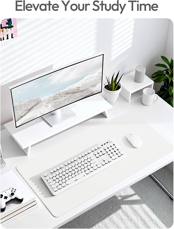YSAGi Leather Desk Pad Protector, Office Desk Mat, Large Mouse Pad, Non-Slip PU Leather Desk Blotter, Laptop Desk Pad, Waterproof Desk Writing Pad for Office and Home (White,55" x 17.2")