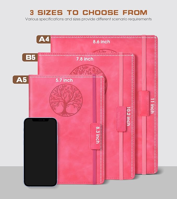Lined Journal Notebook for Women Men,256 Pages B5 Large Hardcover Leather Journals for Writing,Travel,Business,Work & School,College Ruled Notebooks for Note Taking,Diary Notepad 7.8"×10.2"