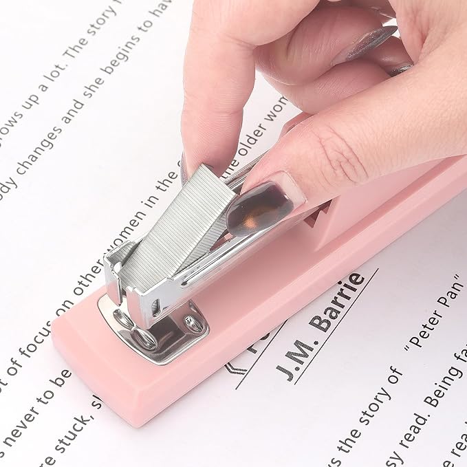 ZZTX Stapler, Desktop Staplers with 1000 Staples and Staple Remover, Pink