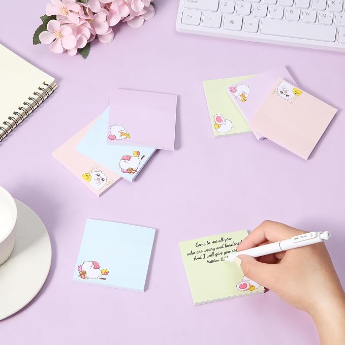 Mr. Pen- Aesthetic Sticky Notes, 3"x3", 8 Pads, 400 Sheets, 4 Designs | Cute Bear Sticky Notes, Self-Stick Note Pads Aesthetic, Perfect for Office, School, Home, Study & Organization