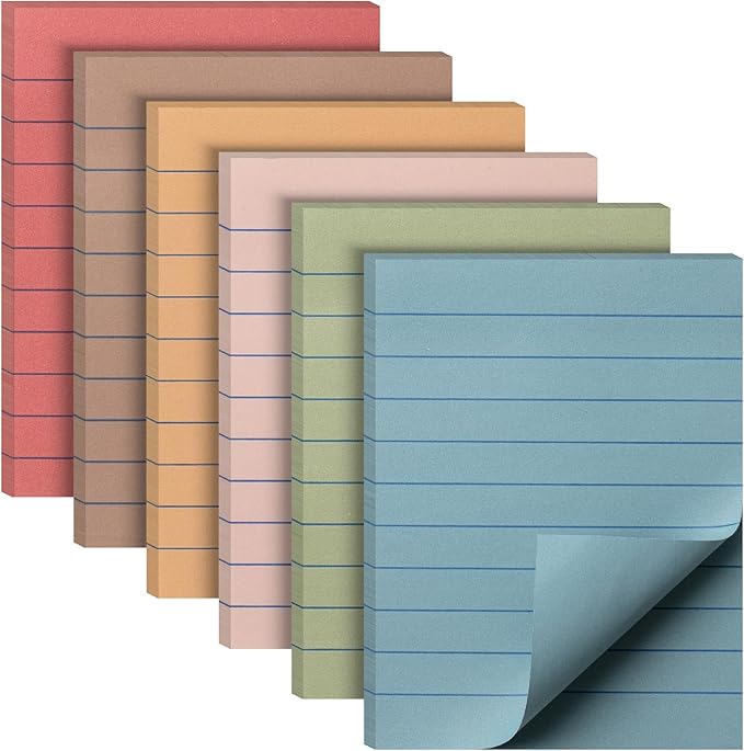 Mr. Pen- Lined Sticky Notes, 3”x4”, 360 Sheets, Vintage Colors,Colorful Sticky Notes with Lines, Sticky Note Pads, Mr Pen Sticky Notes, Stocky Notes for Bible Journaling