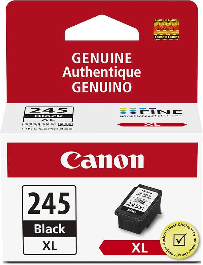 Canon PG-245 XL Genuine Black Ink Cartridge, Compatible with iP2820, MG2420/2924/2920/3020/2522/2525, MX492, TS3120/302/302a/202/202a/4520/3320