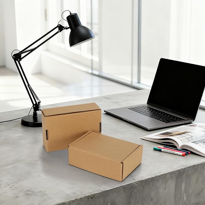HORLIMER 6x4x2 inches Shipping Boxes Set of 50, Brown Corrugated Cardboard Box Literature Mailer
