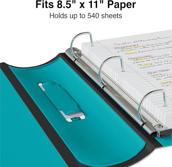 Staples Better Binder 2-Inch D-Ring View Binder, Reinforced Spine, Holds Up to 540 Sheets, Teal, for Office & School