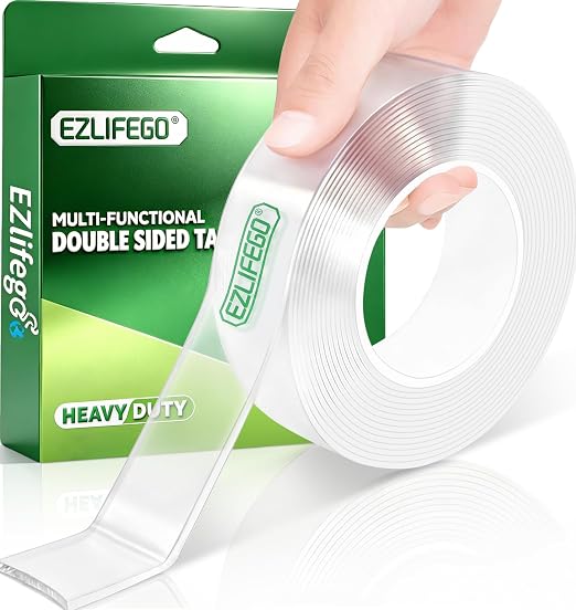 EZlifego Heavy Duty Invisible Bond Nano Double Sided Mounting Tape, 9.85FT | Nano-Tech, Holds up to 72 lbs, All-Purpose, Instant Hold, Industrial-Strength Adhesive, Indoor & Outdoor Decor,Back to School