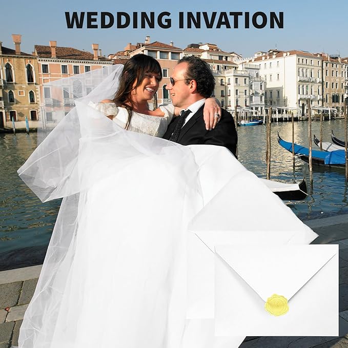 YINUOYOUJIA 50 PCS White Specialty Paper Envelopes A7, 5 x 7 Envelopes for Invitation, Great for Wedding Invitation Cards, Photos,Perfect for Birthday, Baby Shower, Graduation, Christmas
