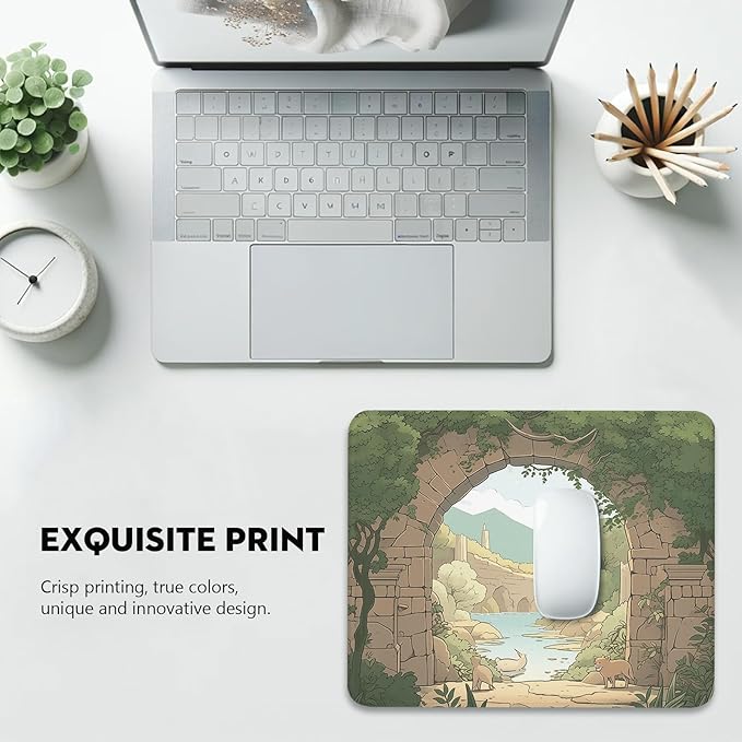 Whimsical Storybook Gateway Mouse Pad - Journey into Imagination for Your Desk, Stitched Edges Non-Slip Rubber Base Mouse Pads for Computers Laptop