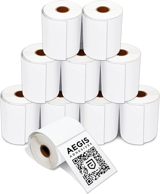 4" X 5" Direct Thermal Labels (3000 Count, 10 Rolls) | Postage Shipping Labels, FNSKU Barcode Identification - Compatible With Zebra and Rollo Printers - Aegis Adhesives