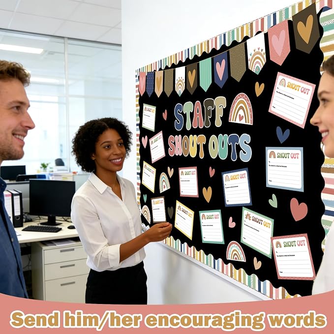 Employee Recognition Bulletin Board Decor - 20 Paper Cutouts Expressing | Appreciation and Acknowledgment, Perfect for School, Classroom, and Office Wall Decor (Bohemia)