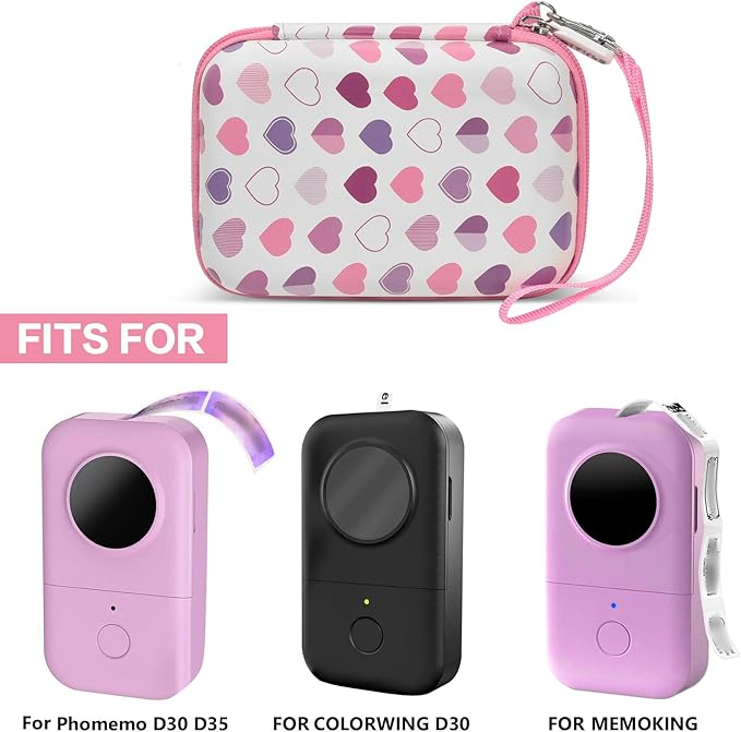 PAIYULE Hard Carrying Case for Phomemo D30 D35 Label Maker, Label Printer Case for Nelko P21, for NIIMBOT D110 D11, for Marklife P11 P12, for SUPVAN E10, Protective EVA Storage Bag with Mesh Pocket
