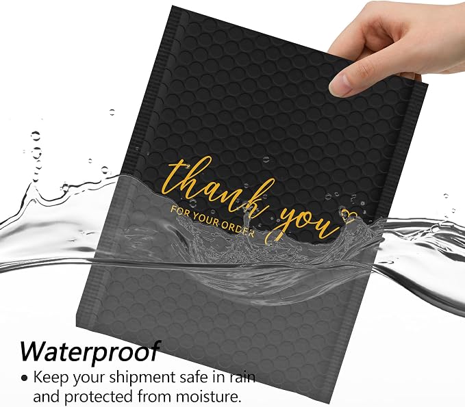 JinRuiKJ Thank You Bubble Mailers 6x10" 25 Pack, Padded Envelopes, Strong Adhesion Padded Mailers, Cushioning Padded Shipping Envelopes for Jewelry, Makeup - Black