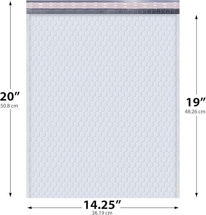 White Poly Bubble Mailers 14.50x20 Inch #7 | Self Seal Large Padded Envelopes | Air Cushioned Bubble Mailer | Usable Size 14.25x19 Inch | Waterproof Lightweight Mailing Shipping Bags | 100 Pack