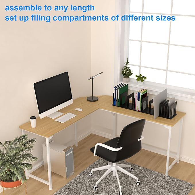 Adjustable File Sorter Accessories 6 Pieces Upright Plates, Expandable File Folder Holder Accessory, Desktop Binder Organizer, School Office File Organizer, White