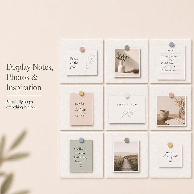Felt Bulletin Board Tiles, Large Cork Board Alternative,24 x 36 in | 0.35 in modular felt wall tiles for notes, photos, schedules, reminders in offices, classrooms, home and office workspaces