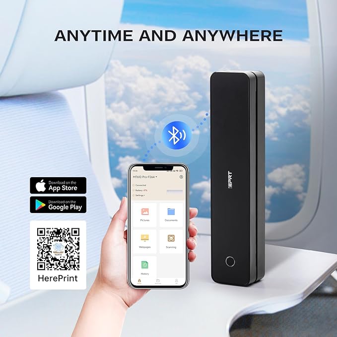 iDPRT Portable-Printer Wireless for Travel, 300DPI Inkless-Thermal-Small-Printers for Home Use, Office, Vehicles, Mobile Bluetooth Printer Supports 8.5" x 11" US Letter, for Smartphone & PC