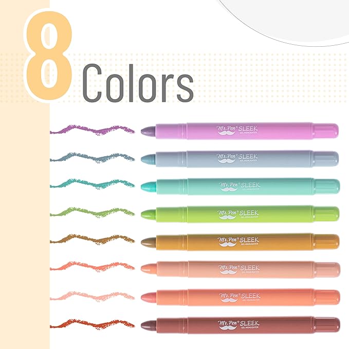 Mr. Pen- Gel Highlighters, 8 Pack, Assorted Colors, No Bleed Bible Markers