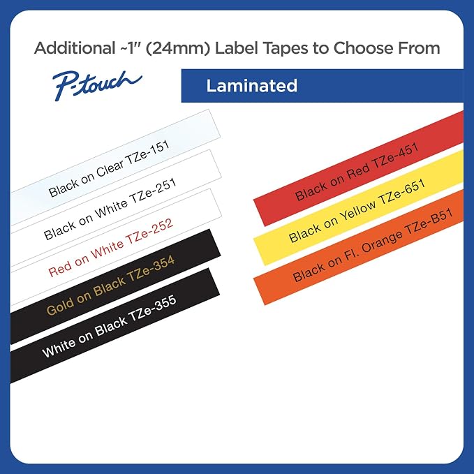 Brother Genuine P-Touch TZE-252 Tape, 1" (24 mm) Standard Laminated P-Touch Tape, Red on White, Laminated for Indoor or Outdoor Use, Water-Resistant, 26.2 ft (8 m), Single-Pack, TZE252, Large