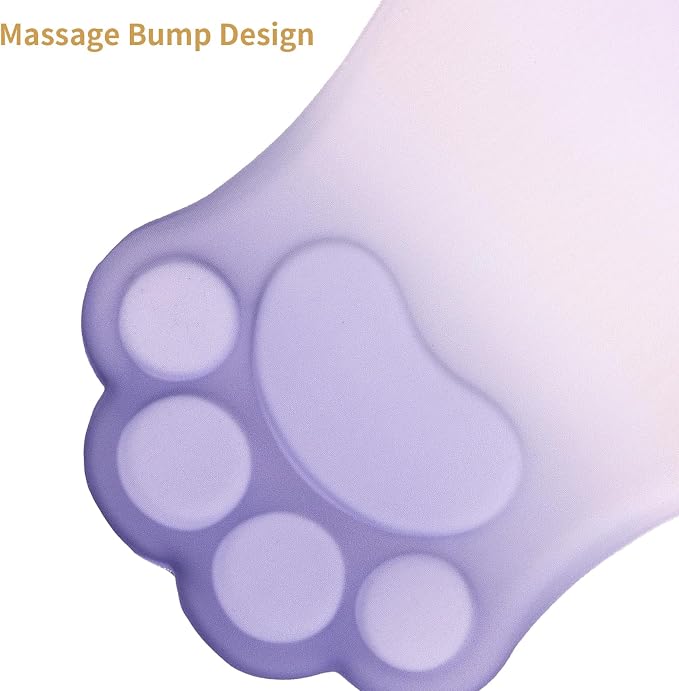 L-SPOUTTO Ergonomic Mouse Pad with Wrist Rest,Cute Mouse Pad Wrist Support | Cat Paw Comfortable Massage Design,Computer Pain Relief Mousepad with Non-Slip PU Base for Desk Laptop Gaming,Gradient Purple