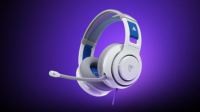 Turtle Beach Atlas 200 Wired Gaming Headset Officially Licensed for PlayStation, PS5, PS4, 50mm Nanoclear Drivers, Flip-to-Mute Mic, Memory Foam Cushions, Floating Headband - White