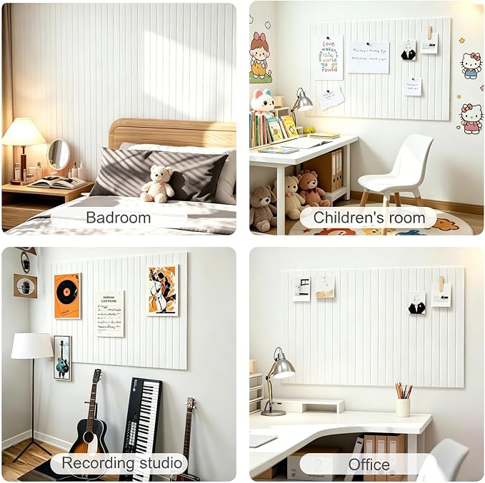 0.47" Thick Felt Pin Board 48"x36" Large Cork Board Alternative 12 Pack 11.81"x11.81"Felt Bulletin Board Wall Tiles Notice Board with 60 Pushpins for Home Office School(Fine-White)