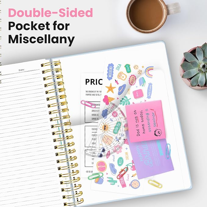 Spiral Notebooks for Work 5 Subject Notebook with Removable Dividers | Aesthetic Hardcover Journal for Women 8.5" x 11" College Ruled 280 Pages Journal for School & Note Taking, Puppy Parade