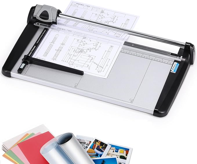 480mm(18.90") Rotary Paper Trimmer, 15 Sheets Heavy Duty Paper Trimmer | Sharp & Safe Blade, Effective for A3-A6 Sizes, Commercial Grade Rotary Paper Cutter for Home/Office/School, Black & Silver