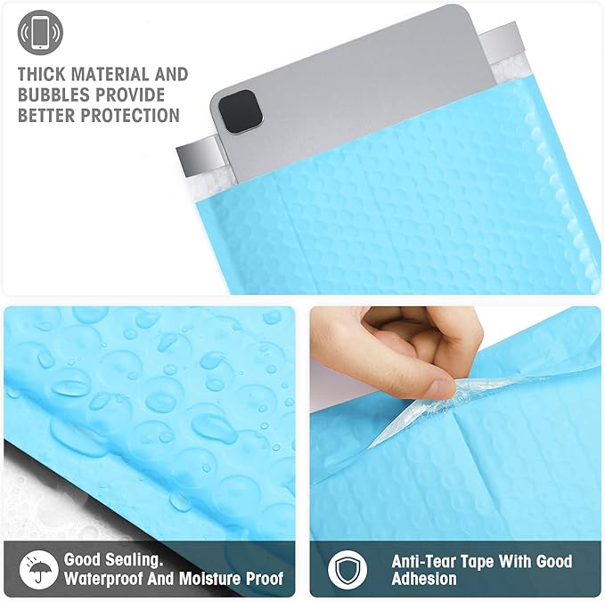 Metronic Bubble Mailers 8.5 x 12 Inch 25 Pack Light Blue Usable Size 8.5 x 11 Inches Bubble Mailer Self-Seal Padded Envelopes for Shipping, Mailing, Packaging for Business, Bulk #2