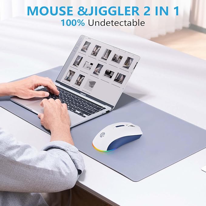Bluetooth Wireless Mouse, 2-in-1(BT 5.2+2.4G) 1600DPI Bluetooth Mice with USB, Rechargeable Wireless Mice, One-click return to desktop, Dual Mode Silent Mouse for Laptop, PC, Mac, Tablet, Ipad.(White)