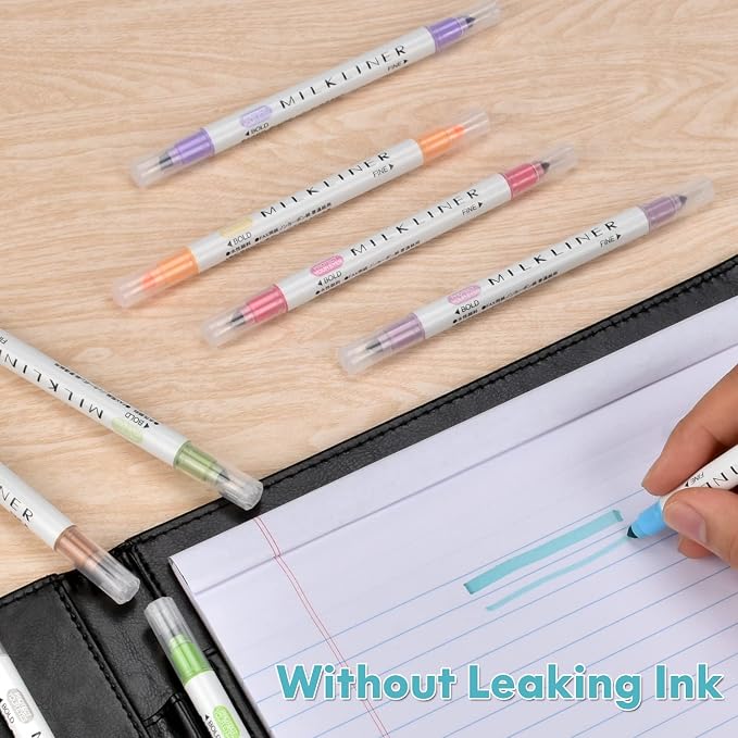 YOOUSOO 24 Pastel Highlighters Assorted Colors | Unique Retro Colors, Quick Dry Dual Tip and Fine Tip No Bleed Highlighter Markers for Bible Journals Planners Books Notes