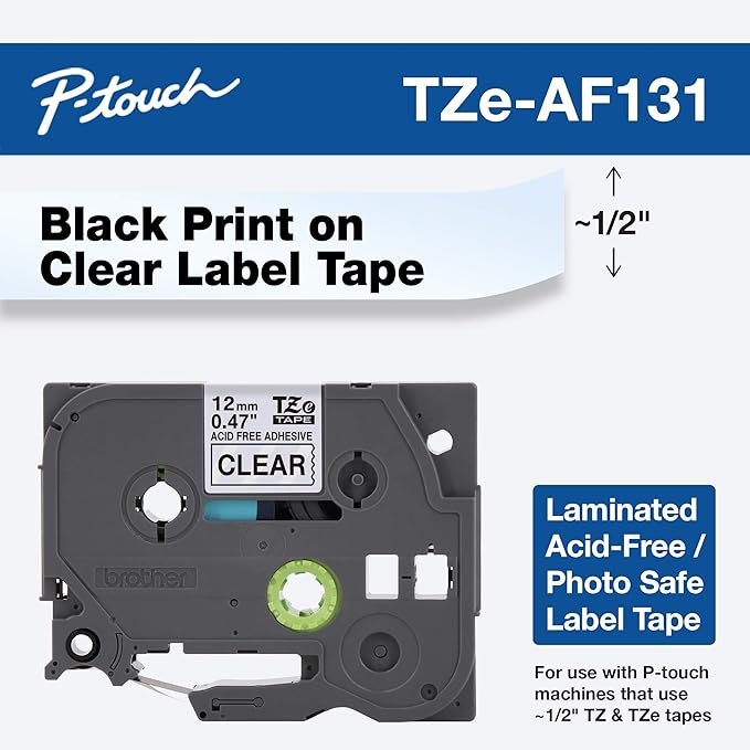 Brother Genuine P-Touch TZE-MQG35 Tape, 1/2" (0.47") Wide Standard Laminated Tape, White on Lime Green, Laminated for Indoor or Outdoor Use, Water-Resistant, 0.47" x 16.4' (12mm x 5M), TZEAF131