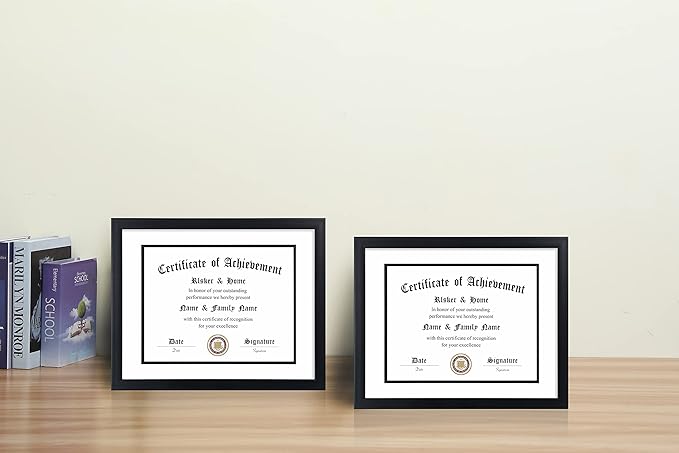 ELSKER&HOME 11x14 Diploma Frame, 8.5x11 Certificate&Document with Mat or 11x14 Inch Without Mat, Black Frames, Display Degree or Award Frames (White with Black Rim)