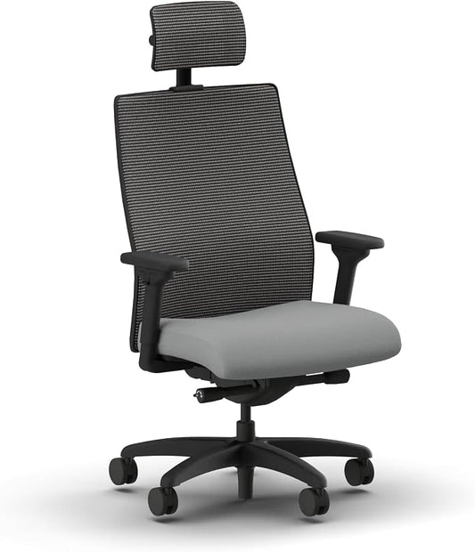 HON Ignition 2.0 Big and Tall Ergonomic Office Chair, Desk Chair, Ash | Big and Tall office chair with headrest, adjustable lumbar support, adjustable arms, comfy chair, mesh back, 450 lb capacity