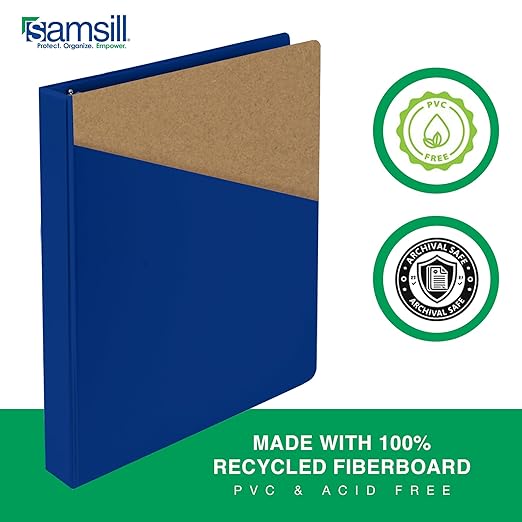 Samsill 1.5 Inch 3 Ring Binders, Economy Round Ring, Clear View Cover, 325 Sheet Capacity - for School, Home, Office - Blue, 4 Pack