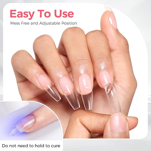 Solid Glue Gel for False Nail Tips, 30ml Gel Glue for Fake Nails Press On Nails, Nail Lamp Curing Needed, 30+Days Long Lasting
