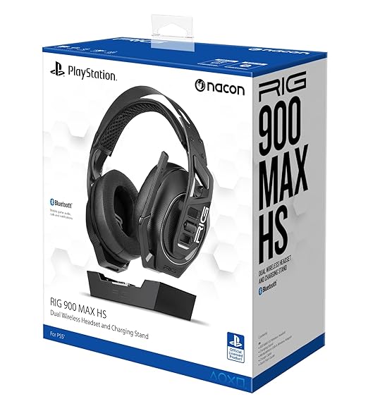 RIG 900 MAX HS Multi-Platform Dual Wireless Gaming Headset with Bluetooth Officially Licensed for PlayStation PS5, PS4 - Compatible with PC, Switch, Steam Deck, Android, iPhone - Charging Base