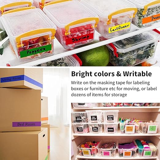 Colored Masking Tape, Color Painters Tape for Kids, 6 Rolls 1 inch Wide x 14.3 Yards Each, Colorful Paper Tapes Rainbow Colors for Labeling Packing, Painter Tape Variety Pack, Craft Tape