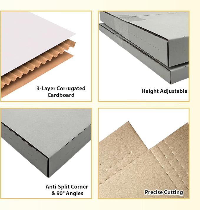 50 Pack 12.5×12.5×1" Vinyl Record Mailers, Height-Adjustable for LPs | SZYANGDA Corrugated Shipping Boxes for 12 inch Lp Albums, Sturdy White Cardboard for Secure Shipping (YD1201E50)