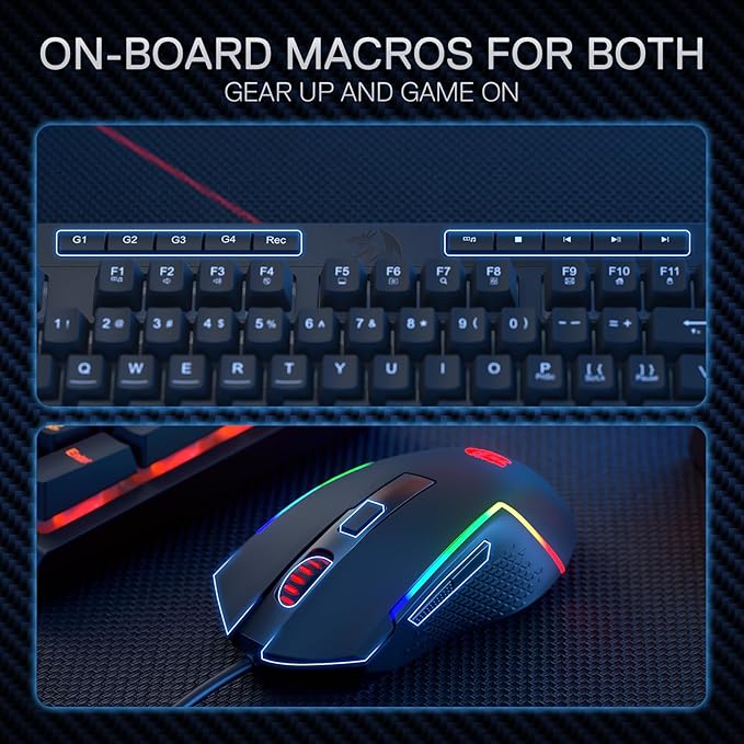 Redragon S141 Gaming Keyboard & Mouse Combo, 98 Keys K515 Wired RGB Membrane Keyboard and 10000 DPI Wired M616 Gaming Mouse Bundle